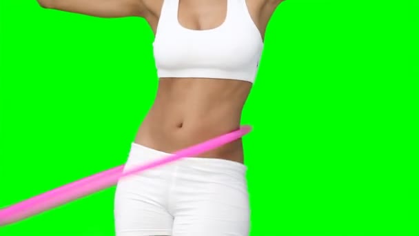 Close up of a woman using a hula hoop — Stock Video