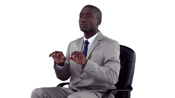 Well dressed businessman typing on a virtual keyboard — Stock Video