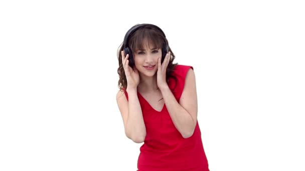 Woman swaying while wearing headphones — Stock Video