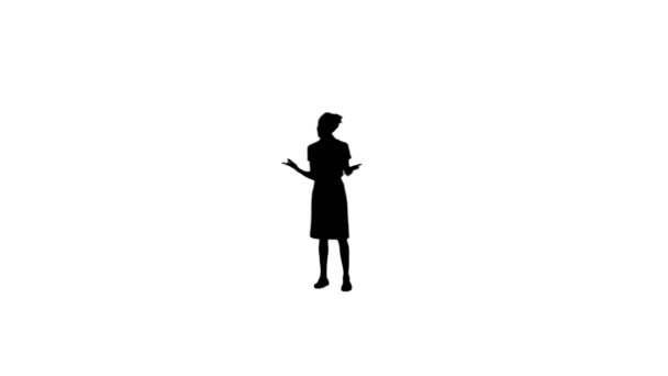 Silhouette of a woman giving a presentation — Stock Video