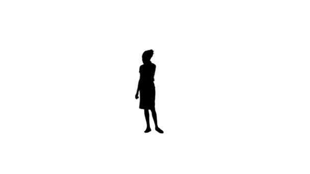 Silhouette of a woman on her mobile phone — Stock Video