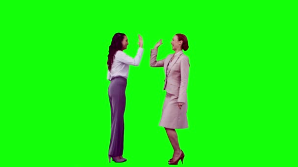 Colleagues in slow motion giving high-five — Stock Video