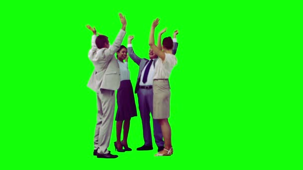 Yavaş hareket applauding olarak iş takım — Stok video