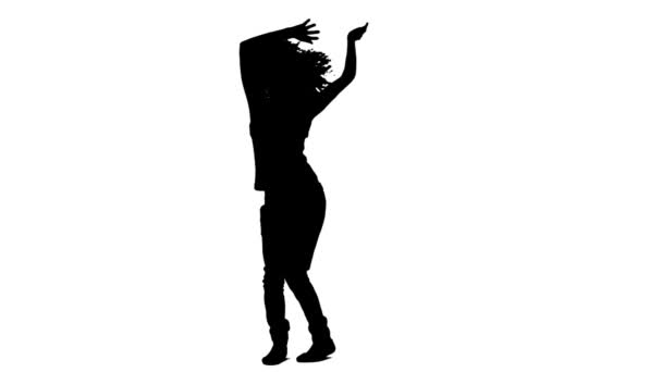 Silhouette nera in slow motion dancing — Video Stock