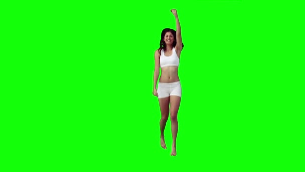 Woman is doing exercises — Stock Video