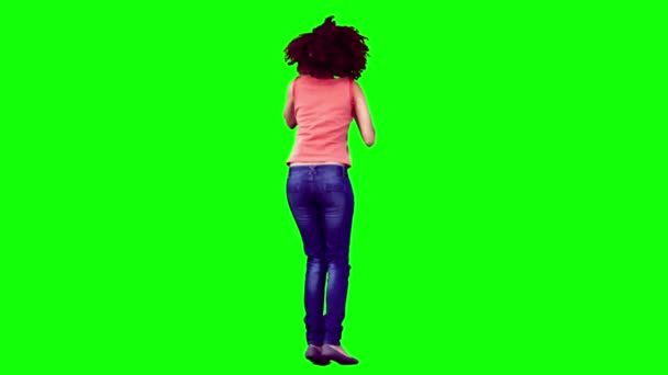 Woman in slow motion listening to music — Stock Video