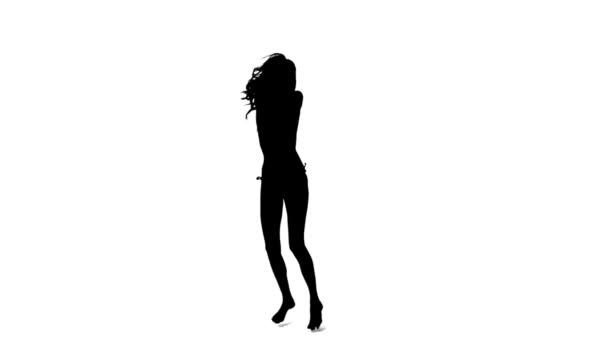 Silhouet vrouw dansen in slow motion — Stockvideo