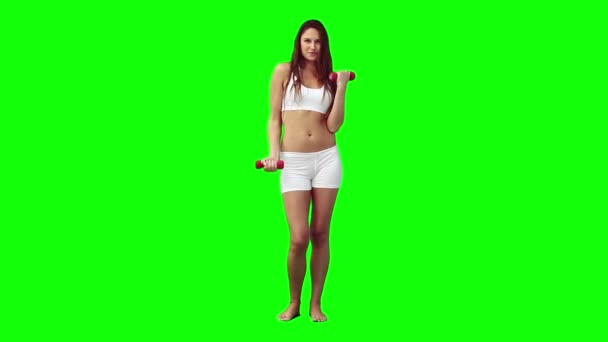 Bir kadına el ağırlık kaldırma — Stok video