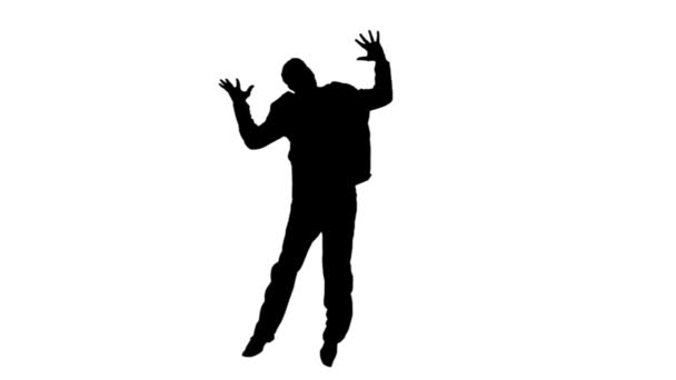 Людина в повільному русі піднімає руки — стокове відео