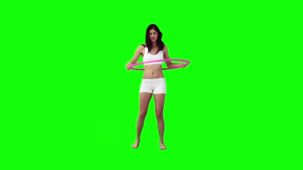 La donna sta facendo l'hula hoop — Video Stock