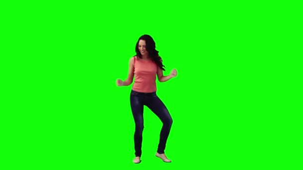 An excited woman is dancing — Stock Video