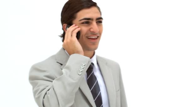 Empresario usando su celular — Vídeos de Stock