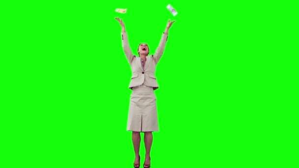 Счастливая секретарша в замедленной съемке — стоковое видео