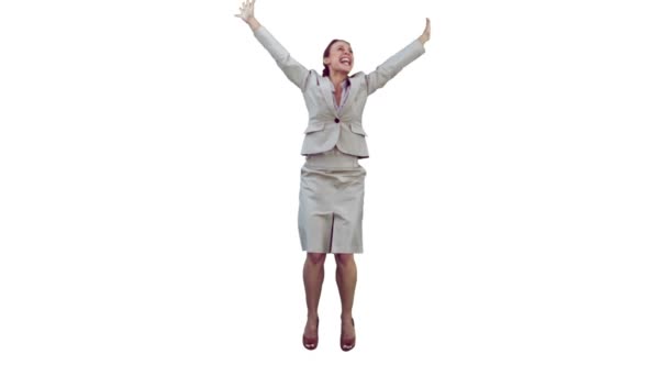 Woman in slow motion raising her arms — Stock Video