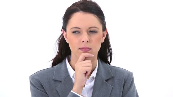 Allvarliga sekreterare att placera handen på hennes haka — Stockvideo