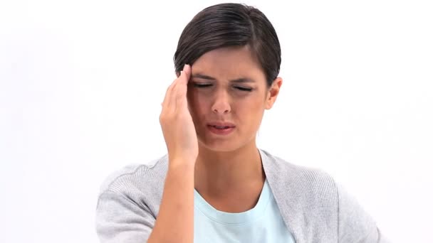 Woman having a headache — Stock Video