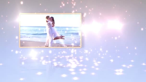 ビーチでの新婚夫婦の動画 — ストック動画