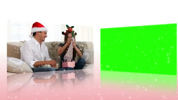 Frohe Weihnachten Videos neben croma Tastatur-Bildschirm — Stockvideo