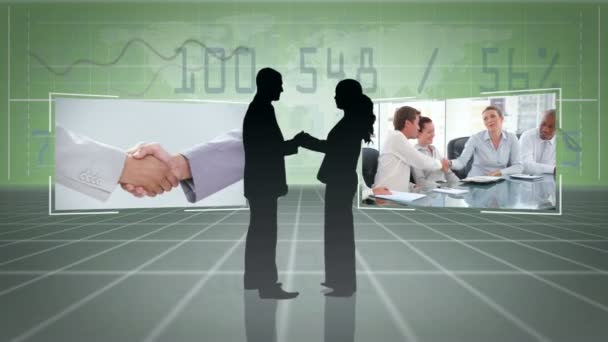 Bedrijf handen schudden en samen te werken — Stockvideo