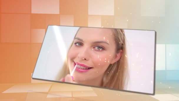 Vídeos de beleza com um fundo laranja — Vídeo de Stock