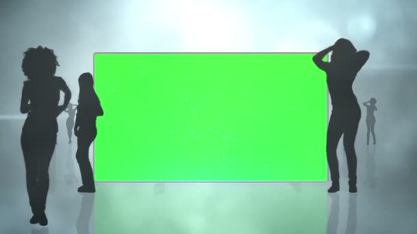 Chroma key screens with silhouette dancing — Stock Video