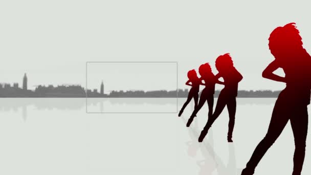 Video's van grijs frames met vrouwen dansen — Stockvideo