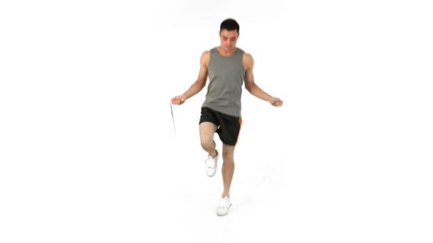 Man jumping with a skipping rope — Stock Video