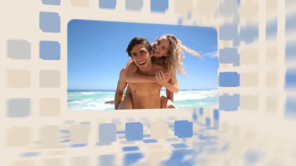 Mutlu çift sahilde bir gün harcama — Stok video