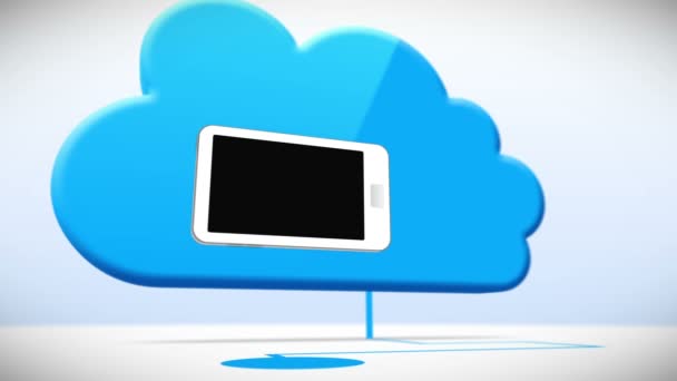 Cloud connecté aux smartphones avec écrans noirs — Video