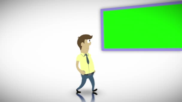 Telas de teclas Chroma com um personagem — Vídeo de Stock