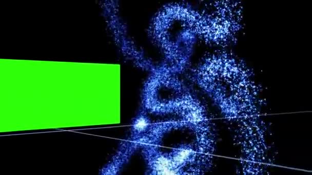 Хроматические экраны рядом с плавающими частицами — стоковое видео