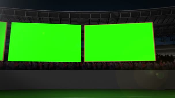 Chroma key screens on a stadium — Stock Video