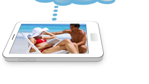 Cloud collegato a smartphone con video di coppia — Video Stock