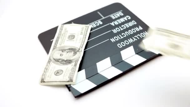 Dolarları sinema clap yerleştirilen — Stok video