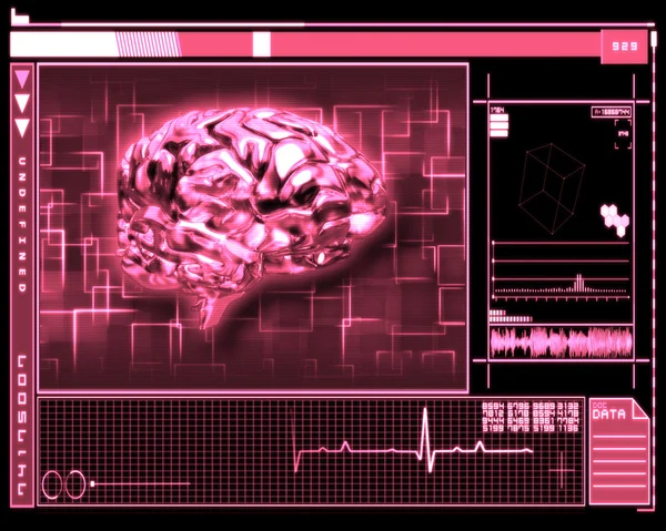 Růžový mozku rozhraní technologie — Stock fotografie
