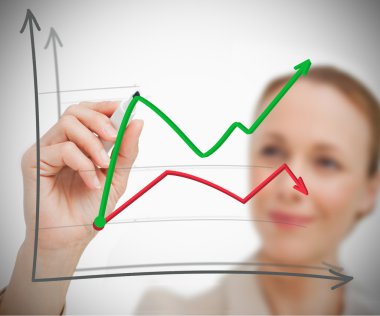 Woman drawing a graph clipart