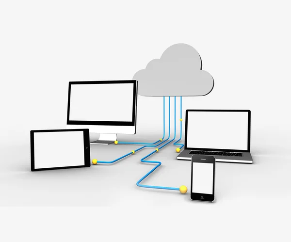 Mediální spotřebiče připojení přes cloud computingu — Stock fotografie