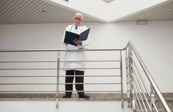 Arzt liest Patientenakte — Stockfoto