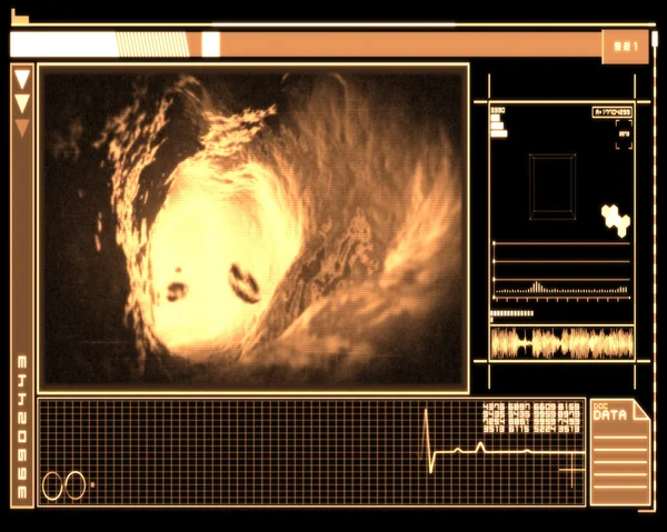 Interface numérique orange et noire montrant l'intérieur de la veine — Photo