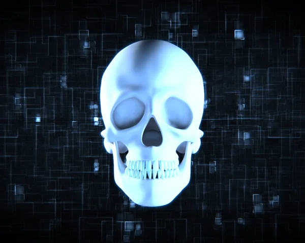 Blue human skull — Stock Photo, Image