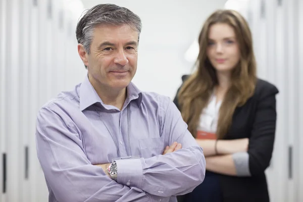 Two standing in data center — Stock Photo, Image