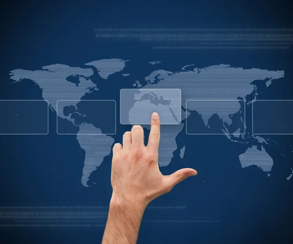 Hand selecting box from digital menu — Stock Photo, Image