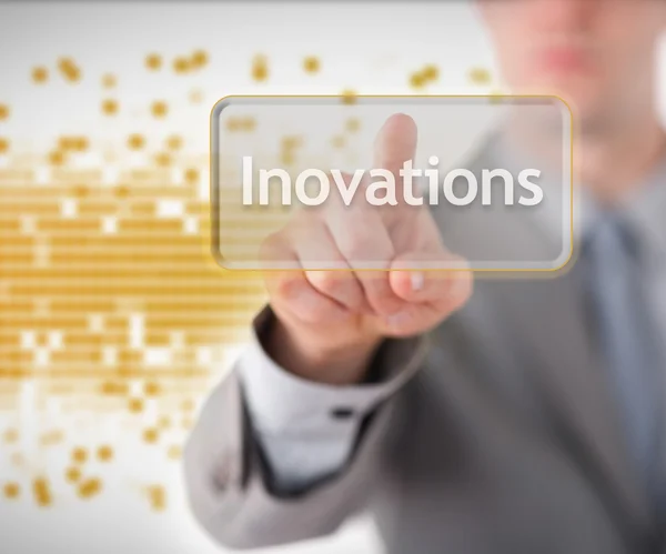 Man touching on innovation button — Stock Photo, Image