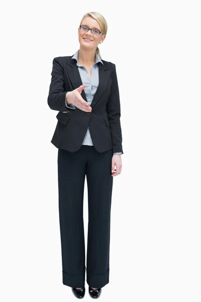 Businesswoman wanting to shake hands — Stock Photo, Image