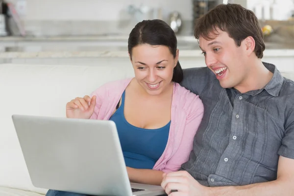 Two having fun with the laptop — Stock Photo, Image