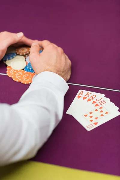 Man grabbing chips close-up — Stock Photo, Image