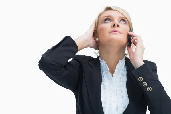 Frustrated woman on phone — Stock Photo, Image