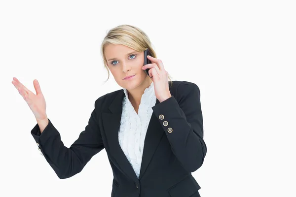 Mujer frustrada en el teléfono —  Fotos de Stock