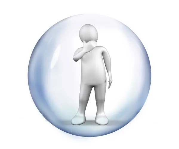 Figura blanca de pie en una burbuja — Foto de Stock