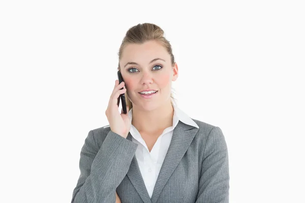 Happy businesswoman calling — Stok fotoğraf